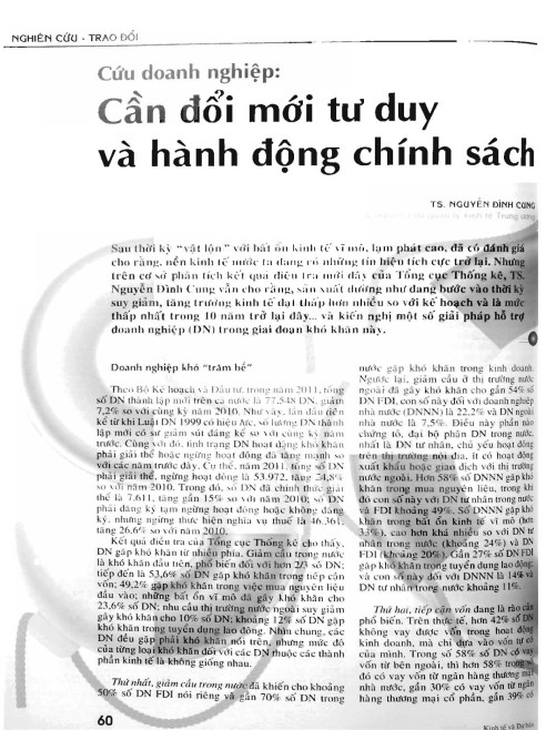 Cứu doanh nghiệp - Cần đổi mới tư duy và hành động chính sách