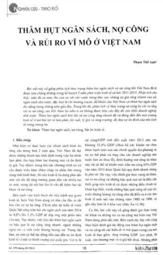 Thâm hụt ngân sách, nợ công và rủi ro vĩ mô ở Việt Nam